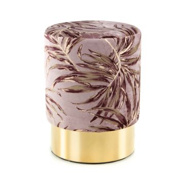 Hocker ’Gipsy 225 Violett / Gold’ mit Metallelement rund gepolstert [en.casa]