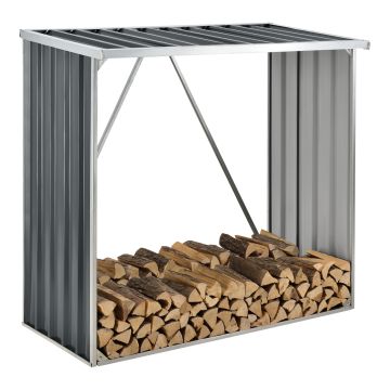 Brennholzunterstand Kalmar 156x80x152cm aus Stahl Anthrazit casa.pro