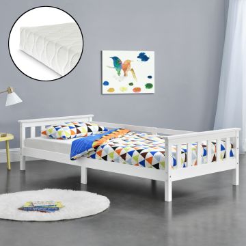 Kinderbett Nuuk 90x200 cm mit Kaltschaummatratze Weiß [en.casa]