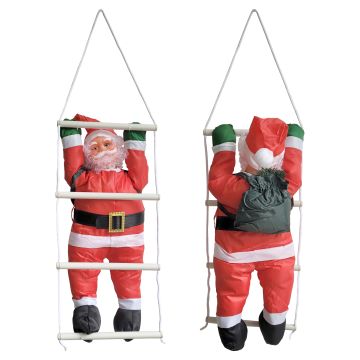 Weihnachtsmann auf Leiter 60cm Nikolaus Figur mit Handschuhen [lux.pro]