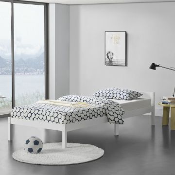 Holzbett Nakkila 90x200 cm Doppelbett mit Kopfteil Weiß en.casa