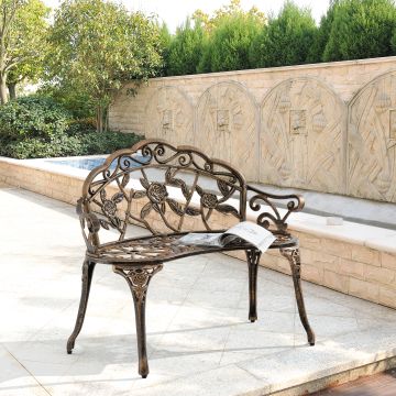 Gartenbank Monfalcone Gusseisen im Antik-Design Bronze [casa.pro]
