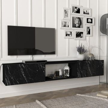 Fernsehschrank Paltamo 180x31x29,5cm Marmor, schwarz [en.casa]