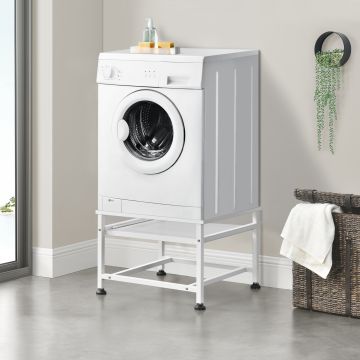 Waschmaschinen-Sockel Florimont mit Ausziehablage Stahl [en.casa]