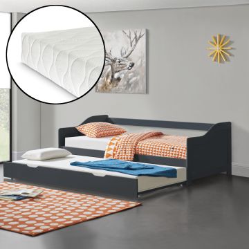 Sofabett Pederholm 90x200 cm mit 2 Kaltschaummatratzen Dunkelgrau en.casa