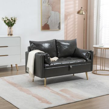 Sofa Sysmä 2-Sitzer Grau matt [en.casa]