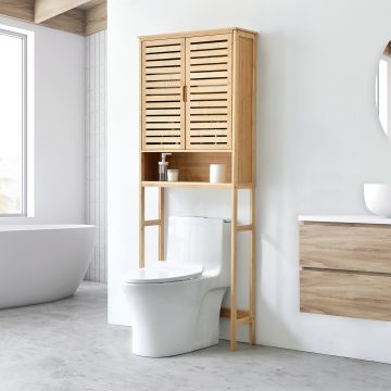 Toilettenschrank Geta 170 x 66 x 23 cm Bambus [en.casa]