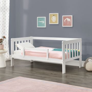 Kinderbett Selfoss 90x200 cm mit Schutzgitter Weiß [en.casa]