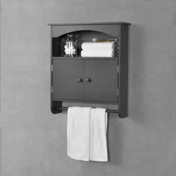 Badezimmerschrank Graz 61x53x15 cm mit Handtuchhalter versch. Farben MDF en.casa