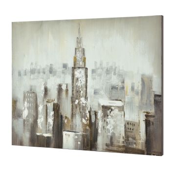Wandbild 80x100cm Skyline Handgemalt Leinwand GERAHMT Acryl Gemälde [art.work]