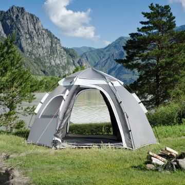 Campingzelt Nybro Pop Up Kuppelzelt 240x205x140cm Grau [pro.tec]