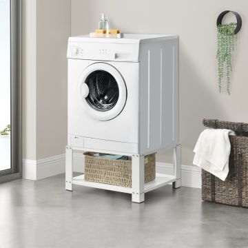 Waschmaschinen-Sockel Courtavon mit Ablage Stahl Weiß en.casa