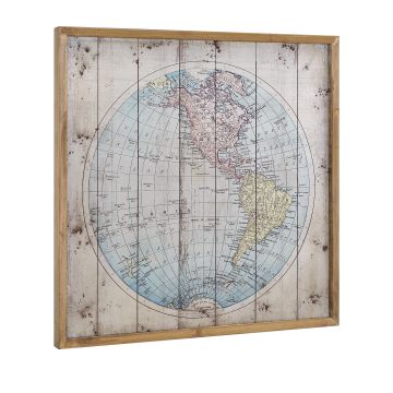 Wandbild 60x60cm Amerika Karte Globus Weltkarte Leinwand Bild GERAHMT [art.work]