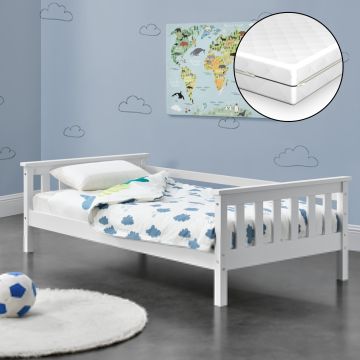 Kinderbett Nuuk 80x160 cm mit Kaltschaummatratze Weiß [en.casa]