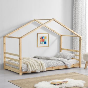Kinderbett Vardø 90x200 cm mit Lattenrost Holz [en.casa]