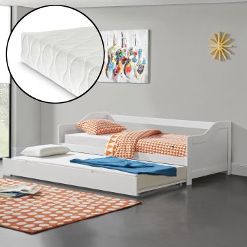 Sofabett Pederholm 90x200 cm mit 2 Kaltschaummatratzen Kiefernholz Natur en.casa