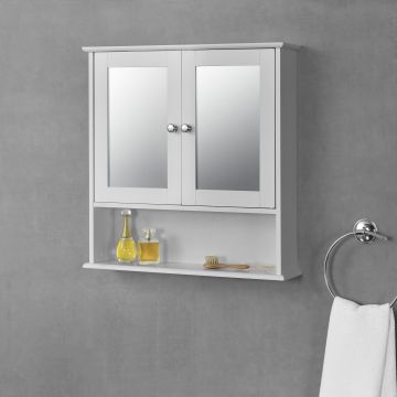 Badezimmerschrank Linz 58x56x13 cm mit Spiegel versch. Farben MDF en.casa
