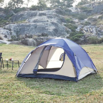 Campingzelt Bergeijk 213x213x130cm Blau/Beige [pro.tec]